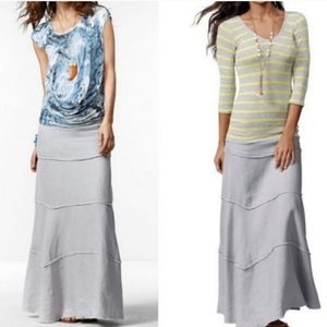 Cabi corseted raw hem linen maxi skirt